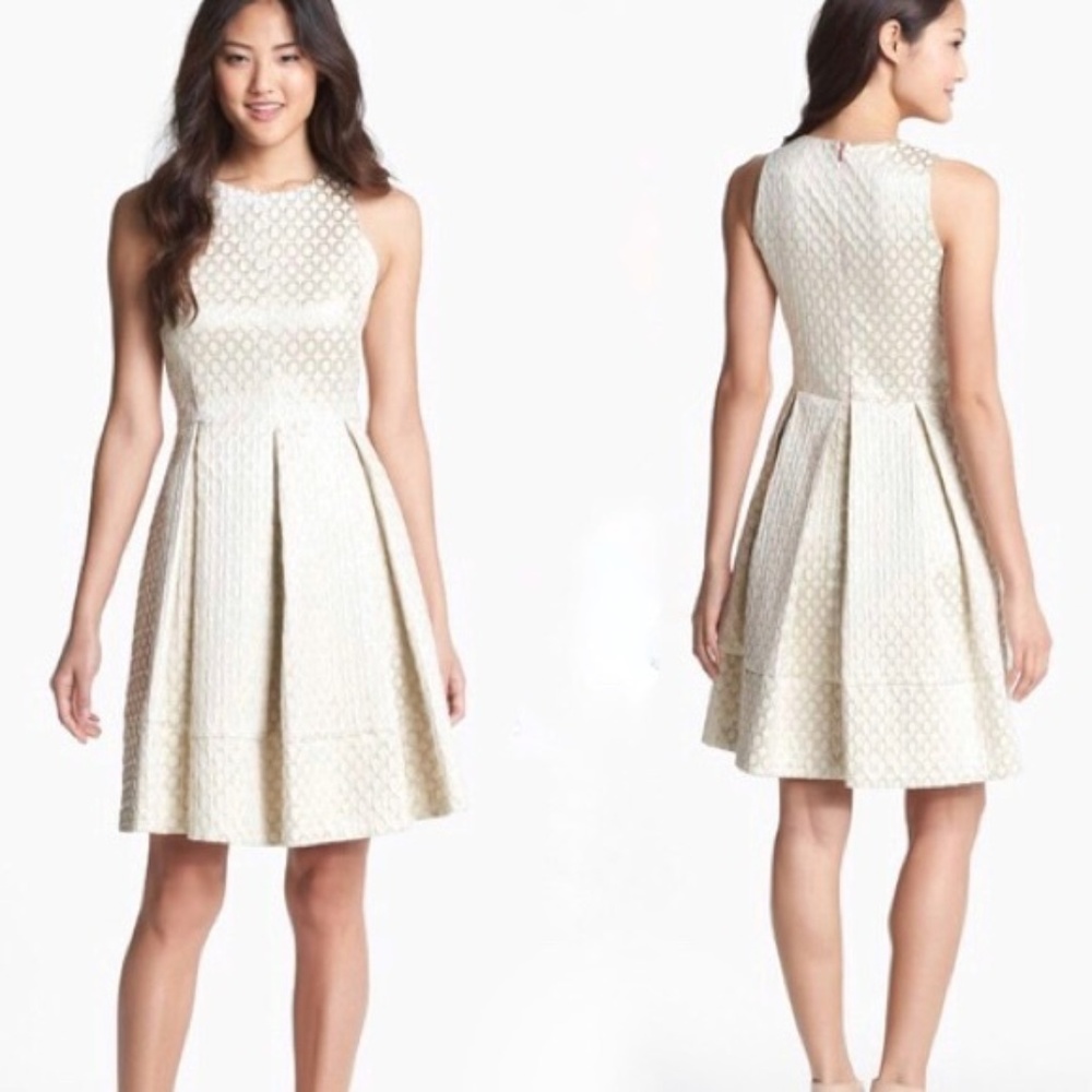 NWT Eliza J Gold Fit & Flare Dress Size 16